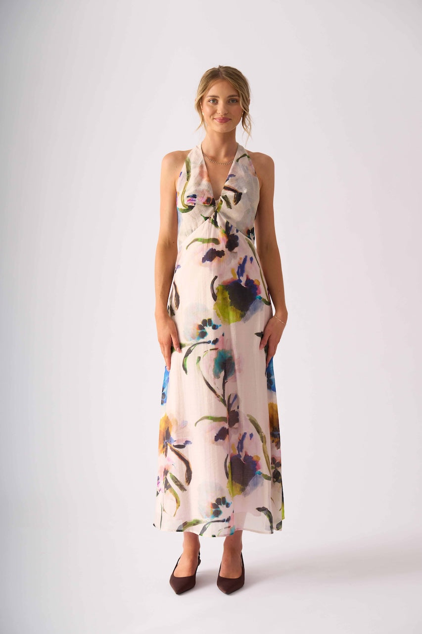 Foil Halter Ego Maxi Dress Expression