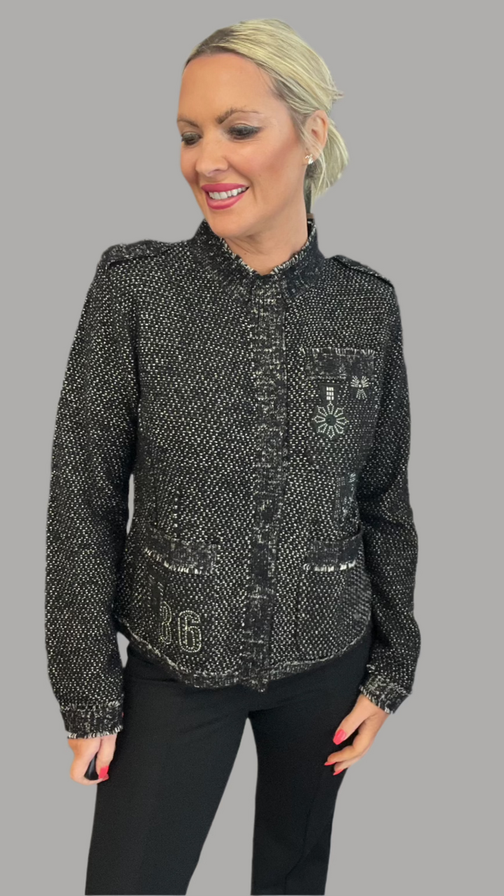 Knit Patches Jacket - Black