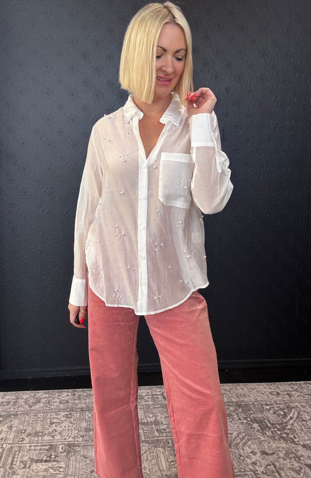 Lucy Stretch Cord Pant - Blush
