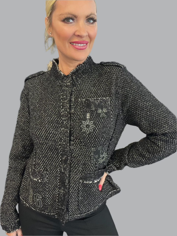 Knit Patches Jacket - Black