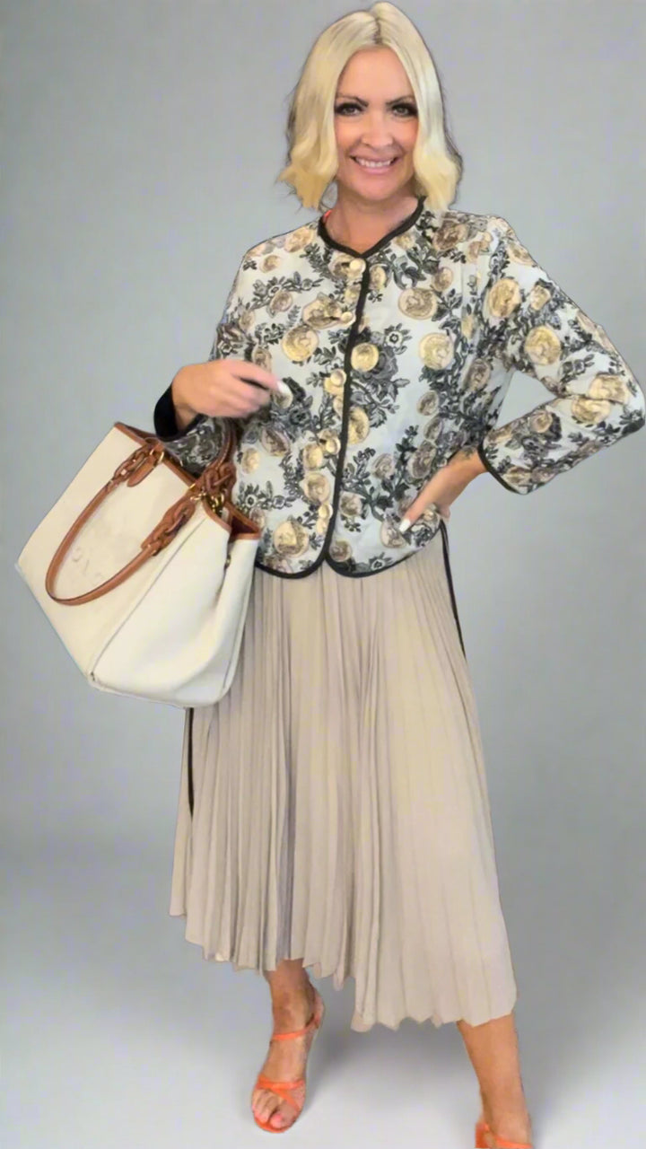 Just Pleat It Skirt - Taupe