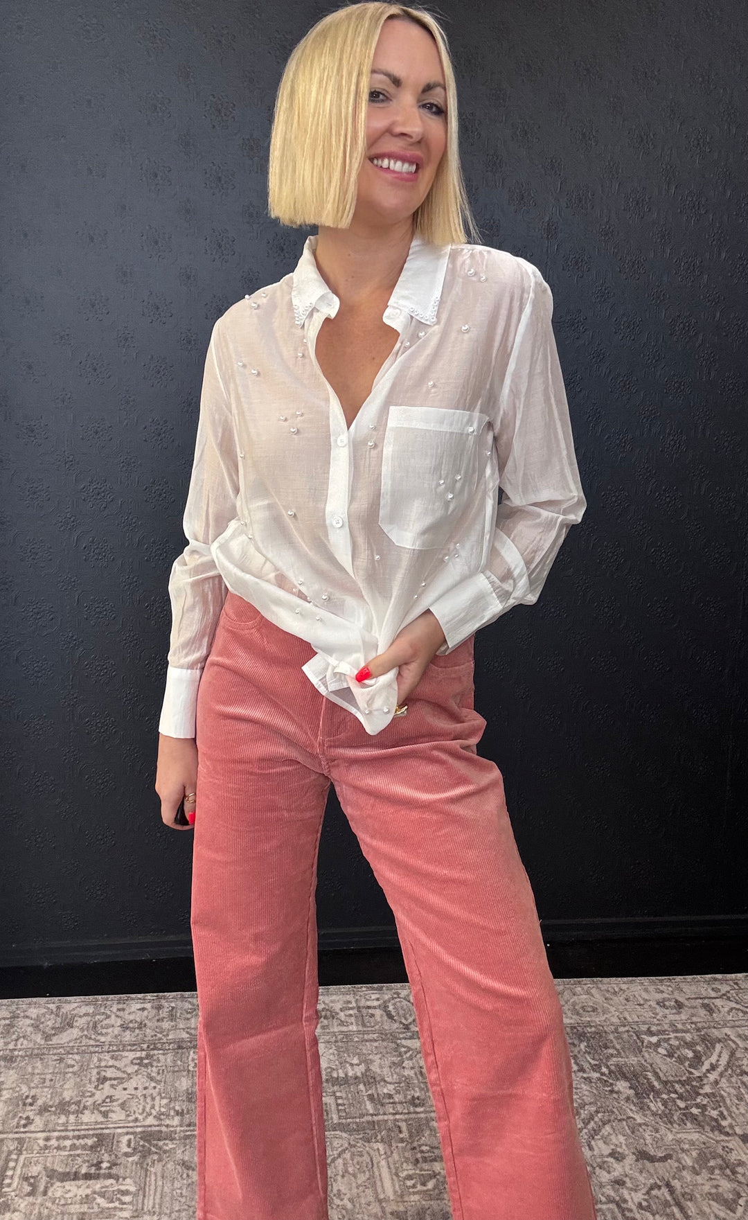 Lucy Stretch Cord Pant - Blush