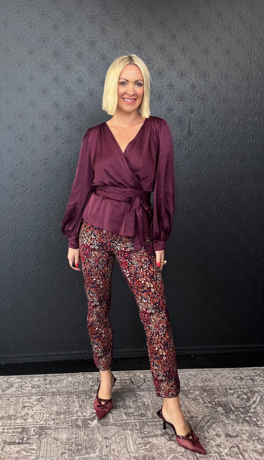 Petal-Slit Techno Ankle 28" Pant - Cranberry