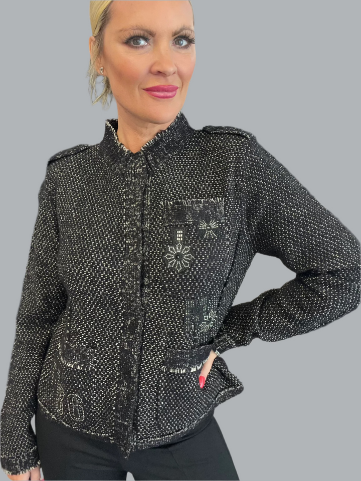 Knit Patches Jacket - Black