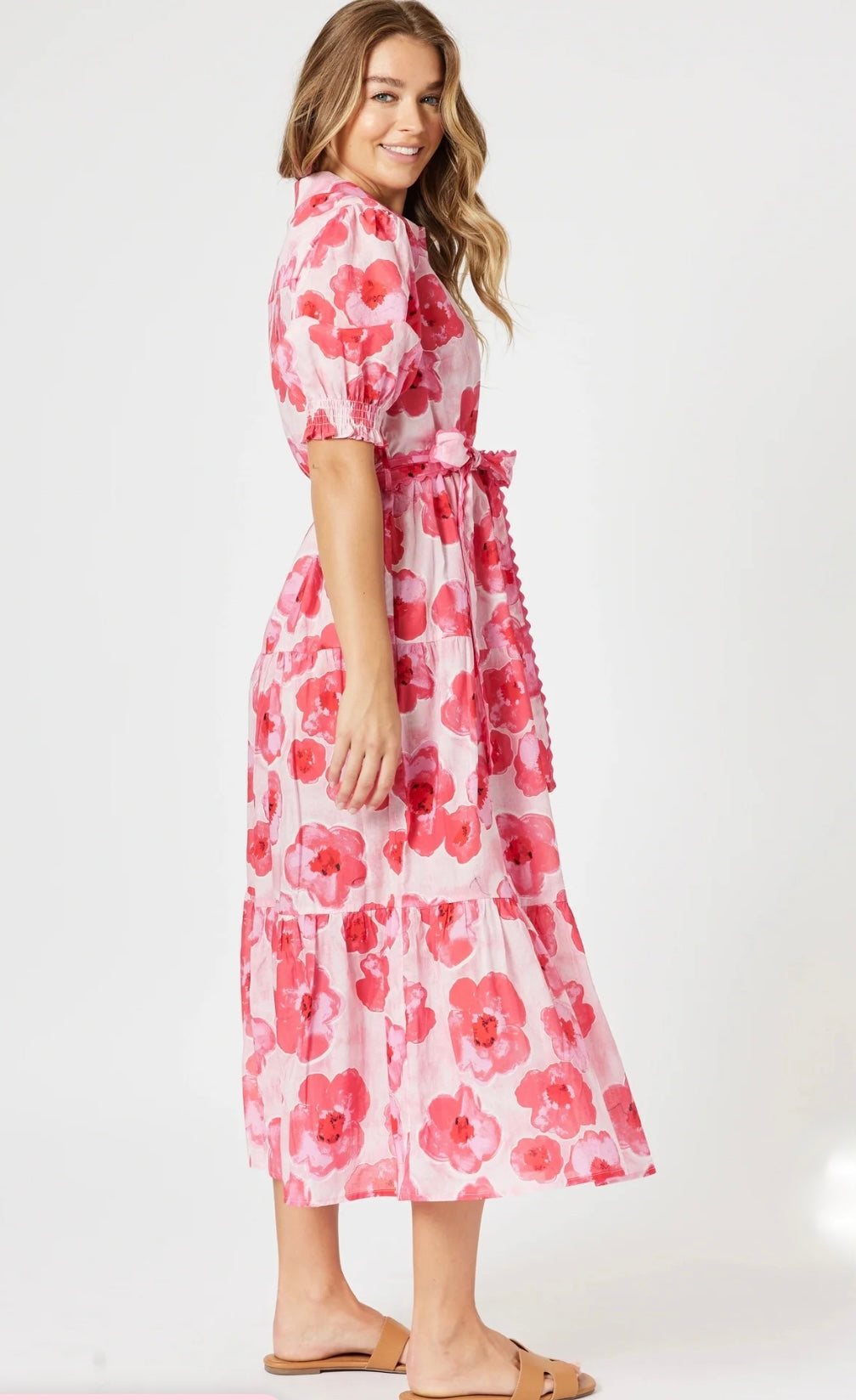 Pink Poppy Floral Midi Dress