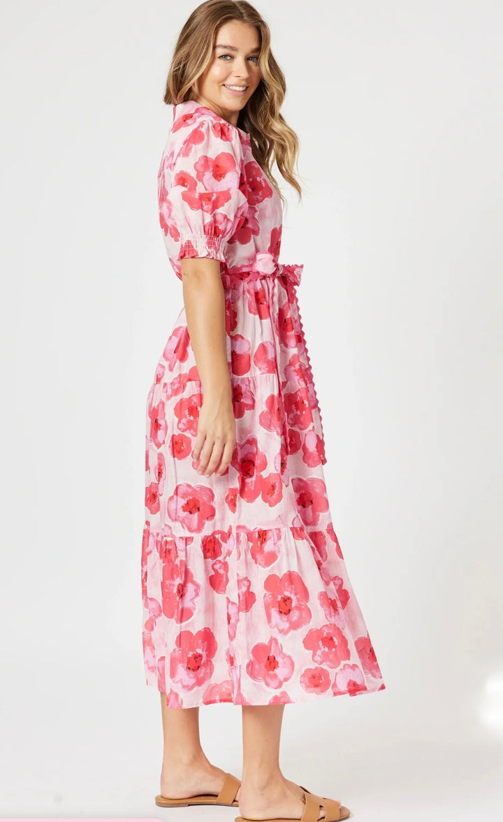 Pink Poppy Floral Midi Dress