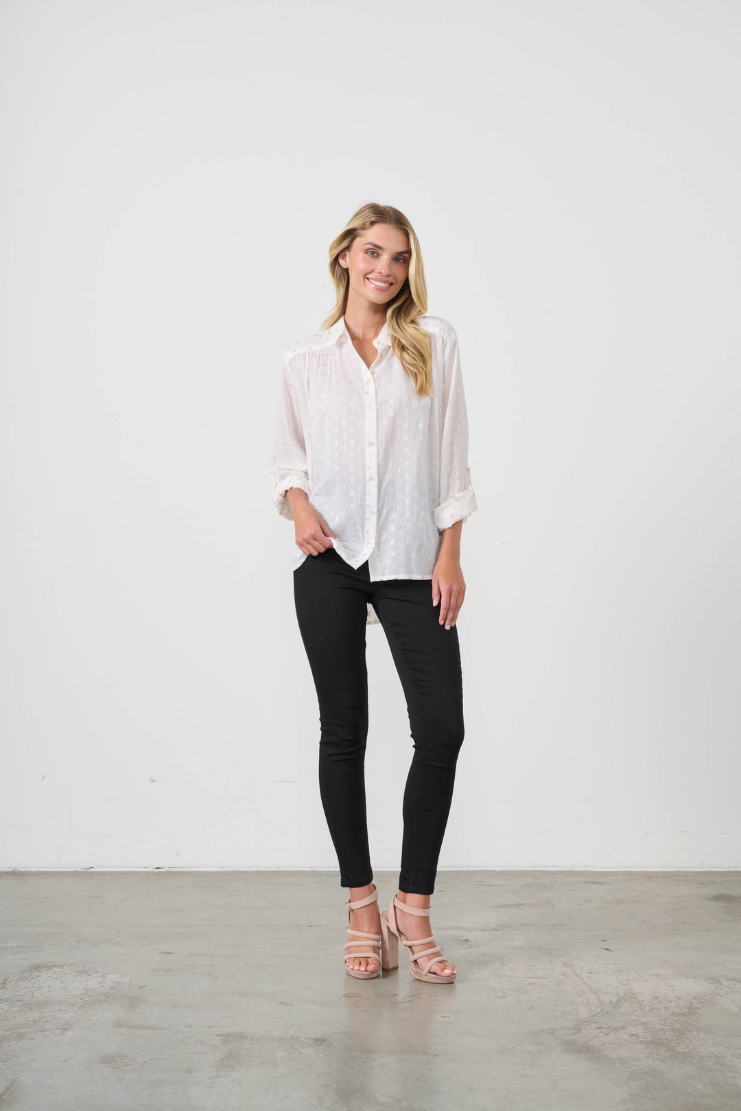 Jacquard Lurex Spot Shirt - White