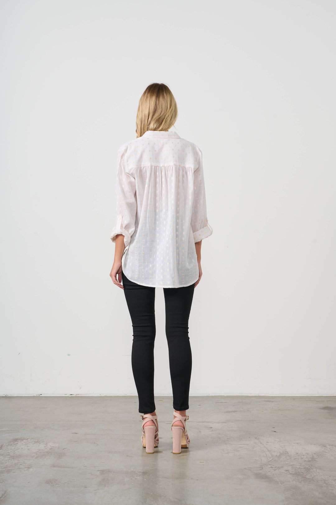 Jacquard Lurex Spot Shirt - White