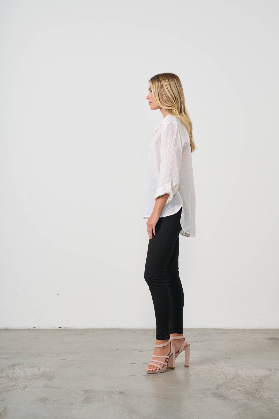 Jacquard Lurex Spot Shirt - White