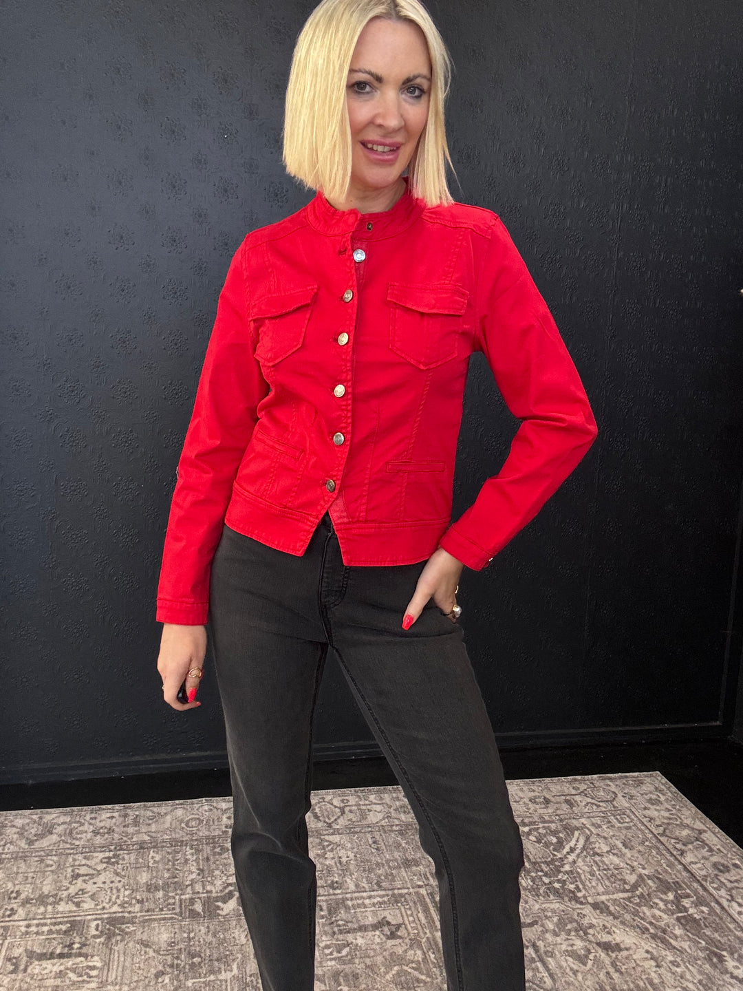 Maggie Denim Jacket - Red Size 8