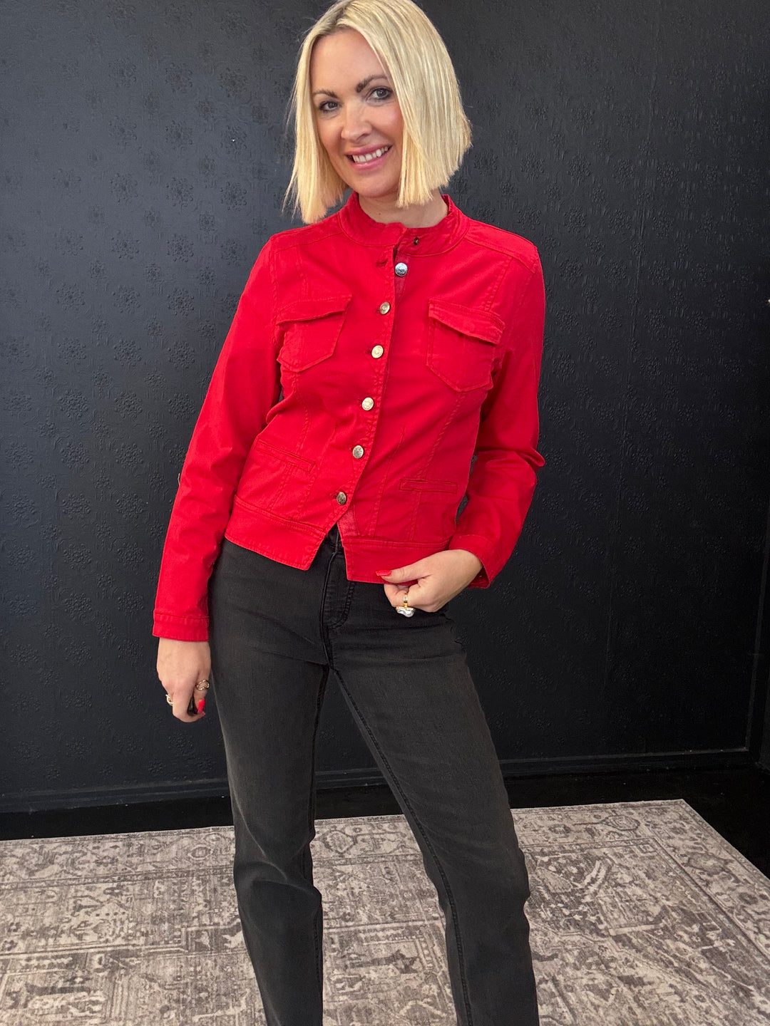 Maggie Denim Jacket - Red Size 8