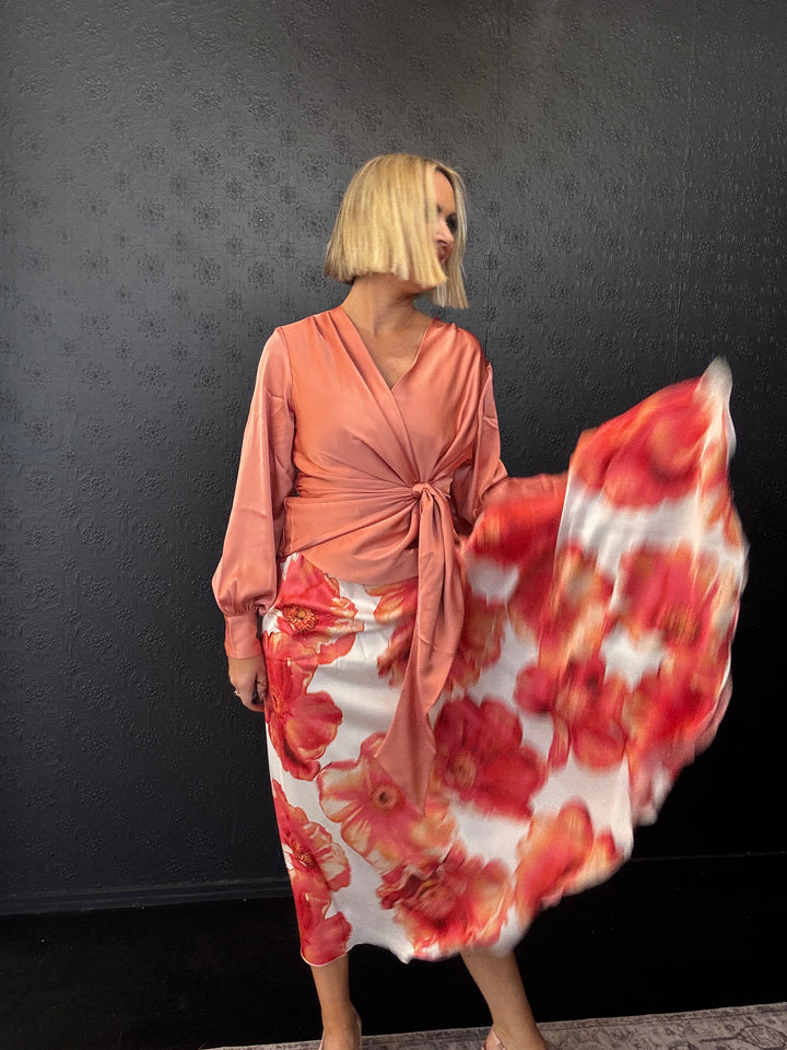 Savannah Maxi Skirt - Maui Flower Peach
