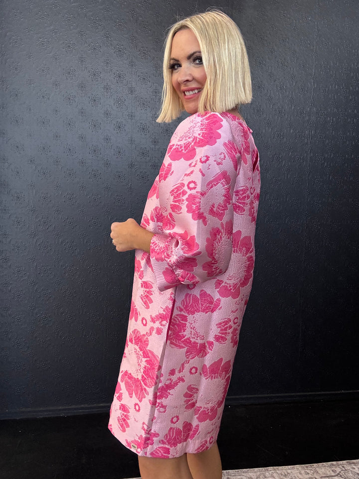 Floral Jacquard Dress - Raspberry/Pink