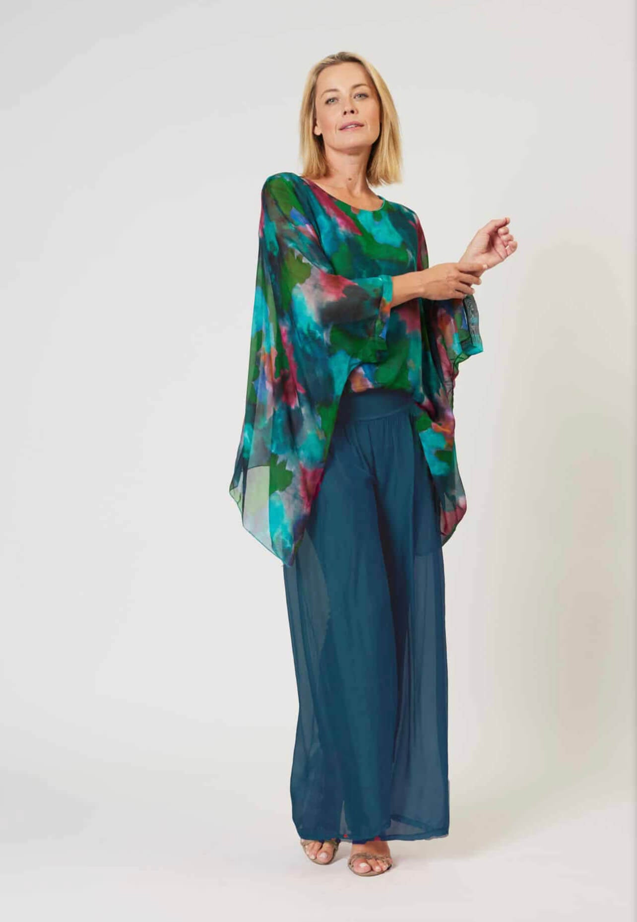 Kaftan Top - Multi Dark Green Size S