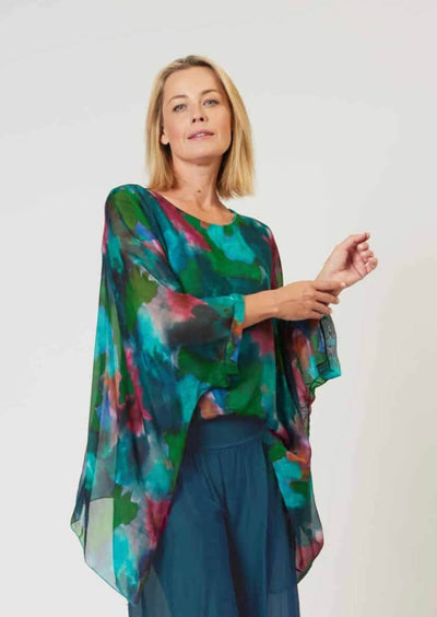 Kaftan Top - Multi Dark Green Size S