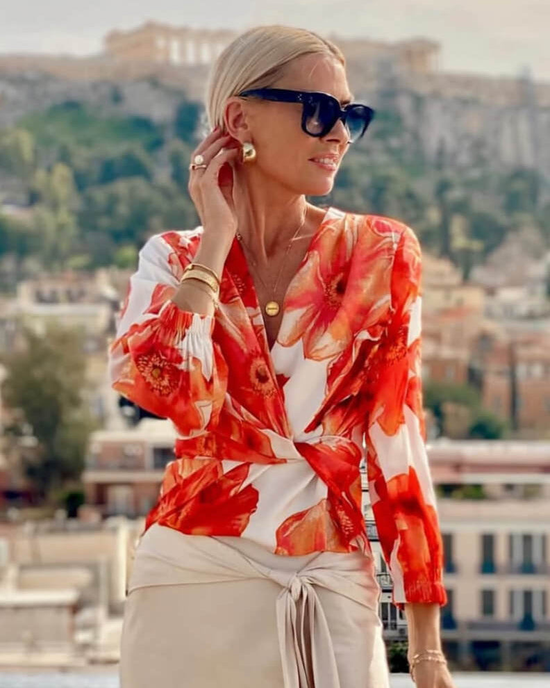 Elena Blouse - Maui Flower Peach