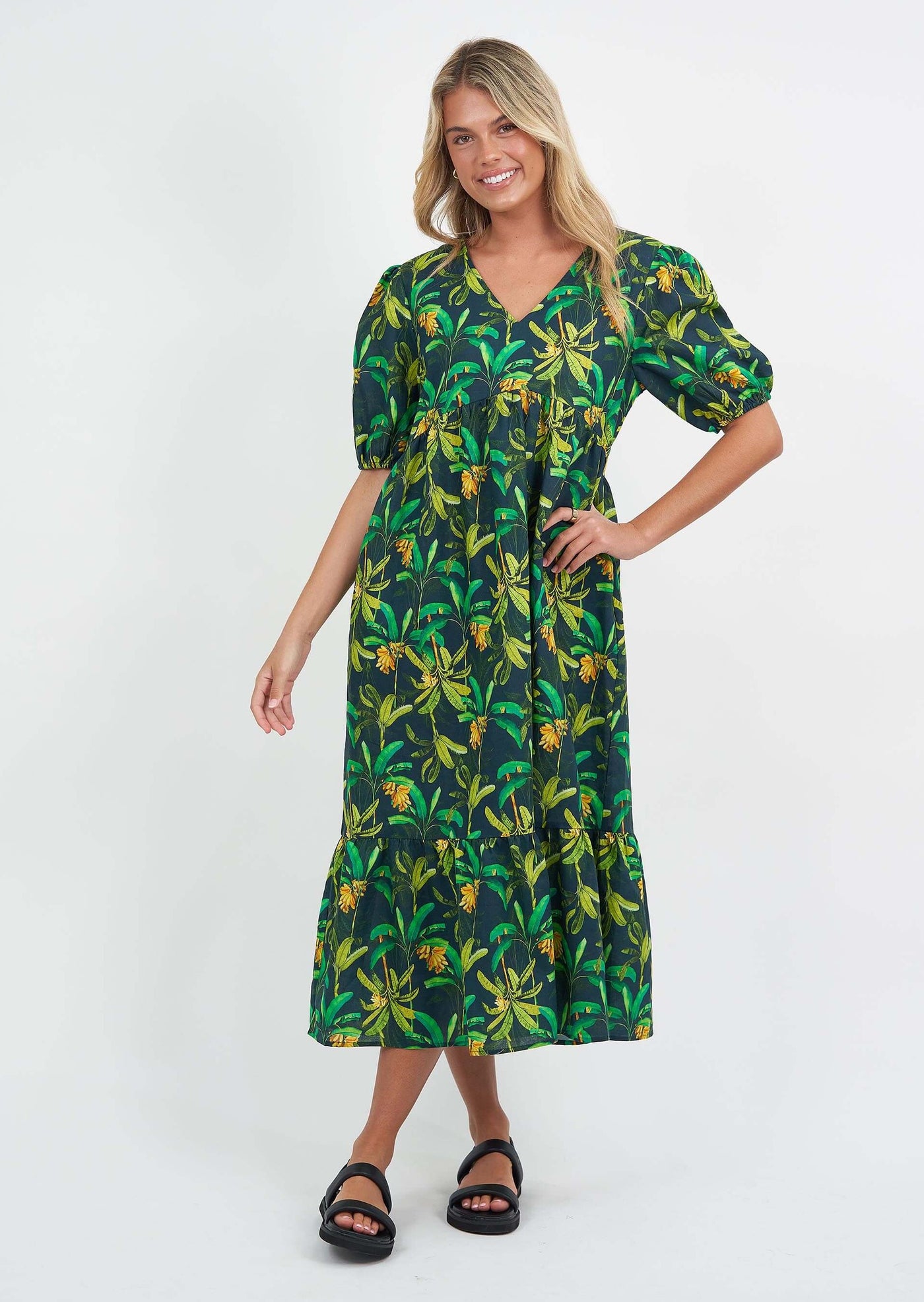 Green Forest Linen Dress