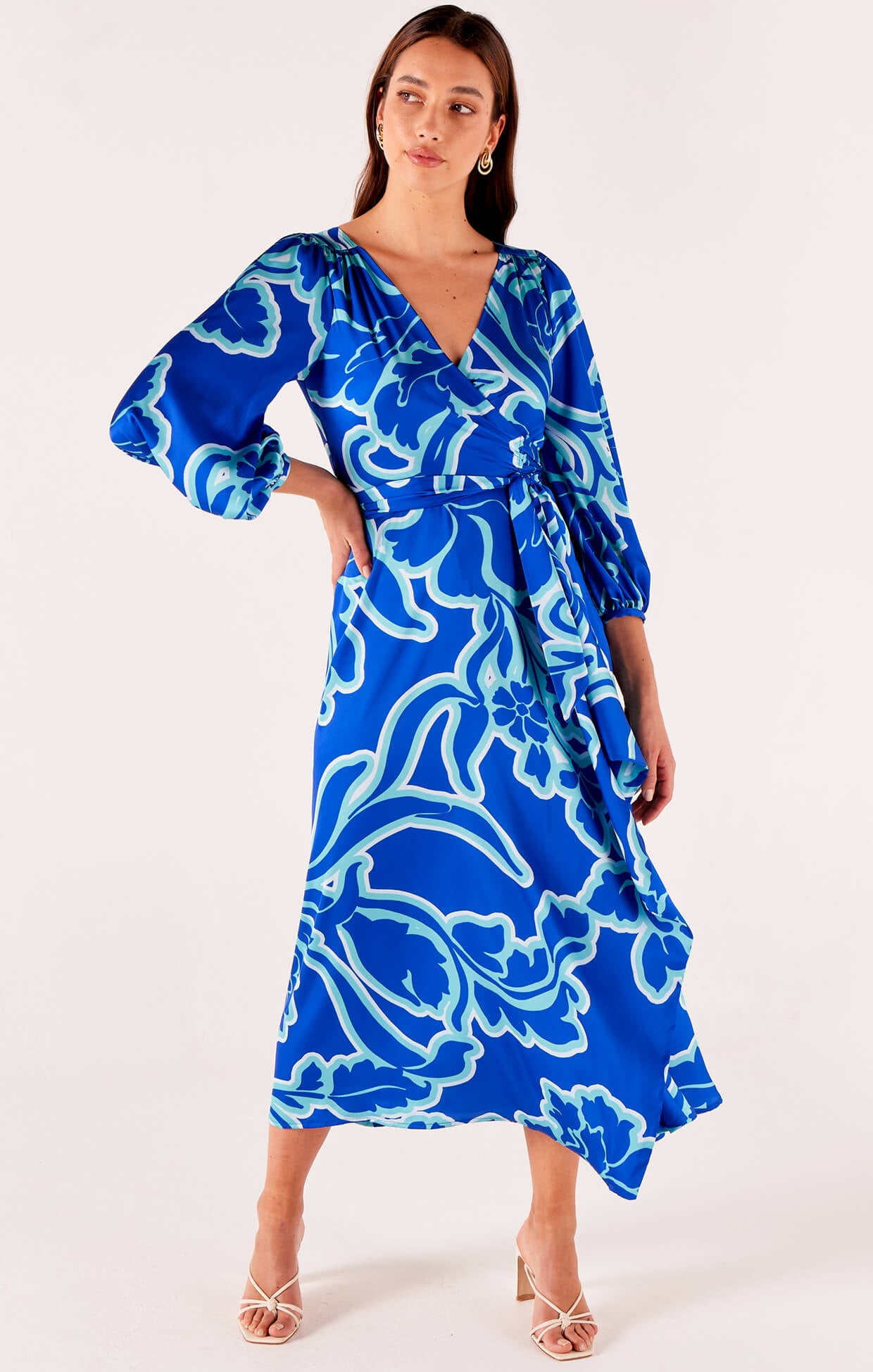 Etheral  Midi Wrap Dress - Azure Blue