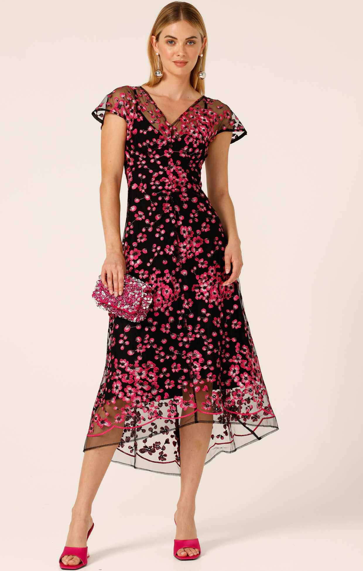 Joan Orchid Dress - Pink/Black