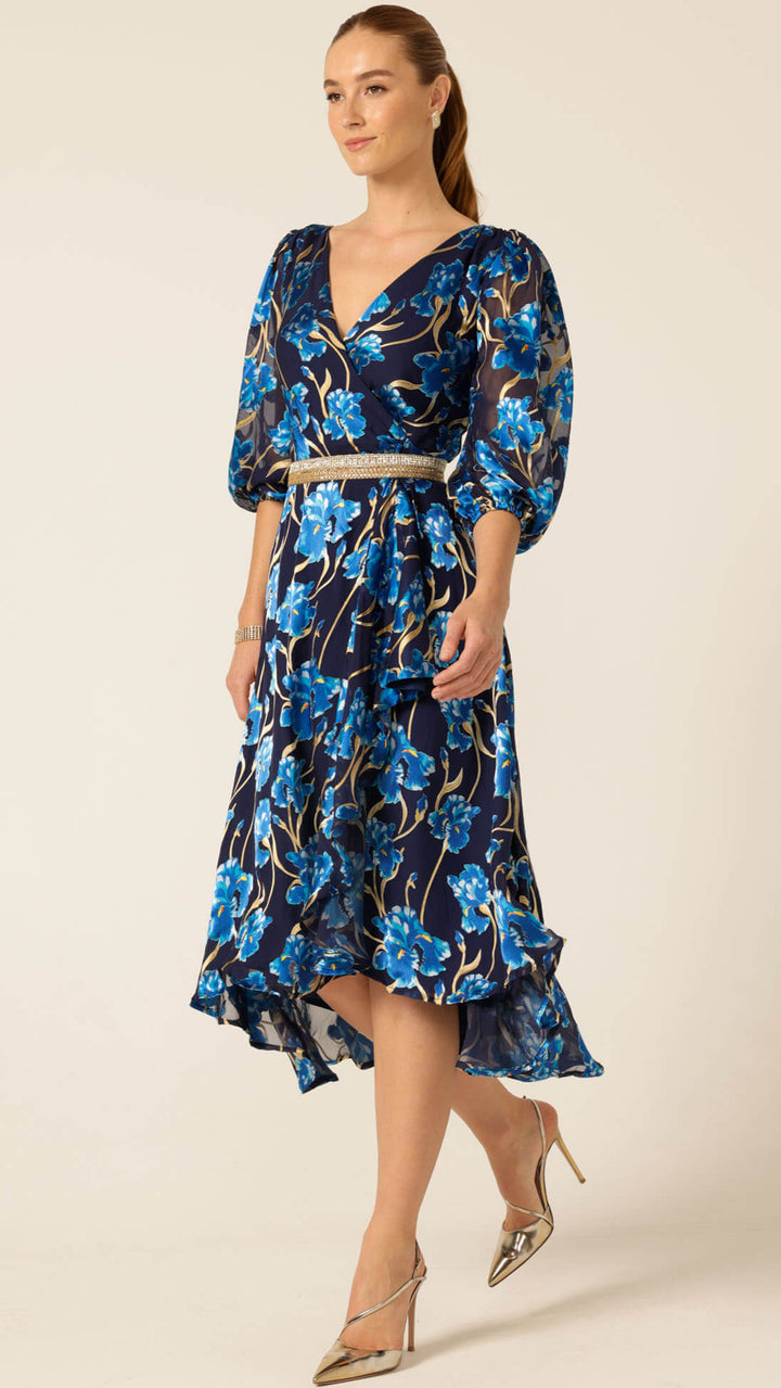 Linnee Wrap Midi Dress - Blue Iris
