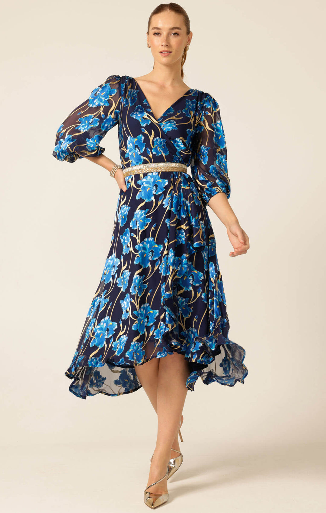 Linnee Wrap Midi Dress - Blue Iris