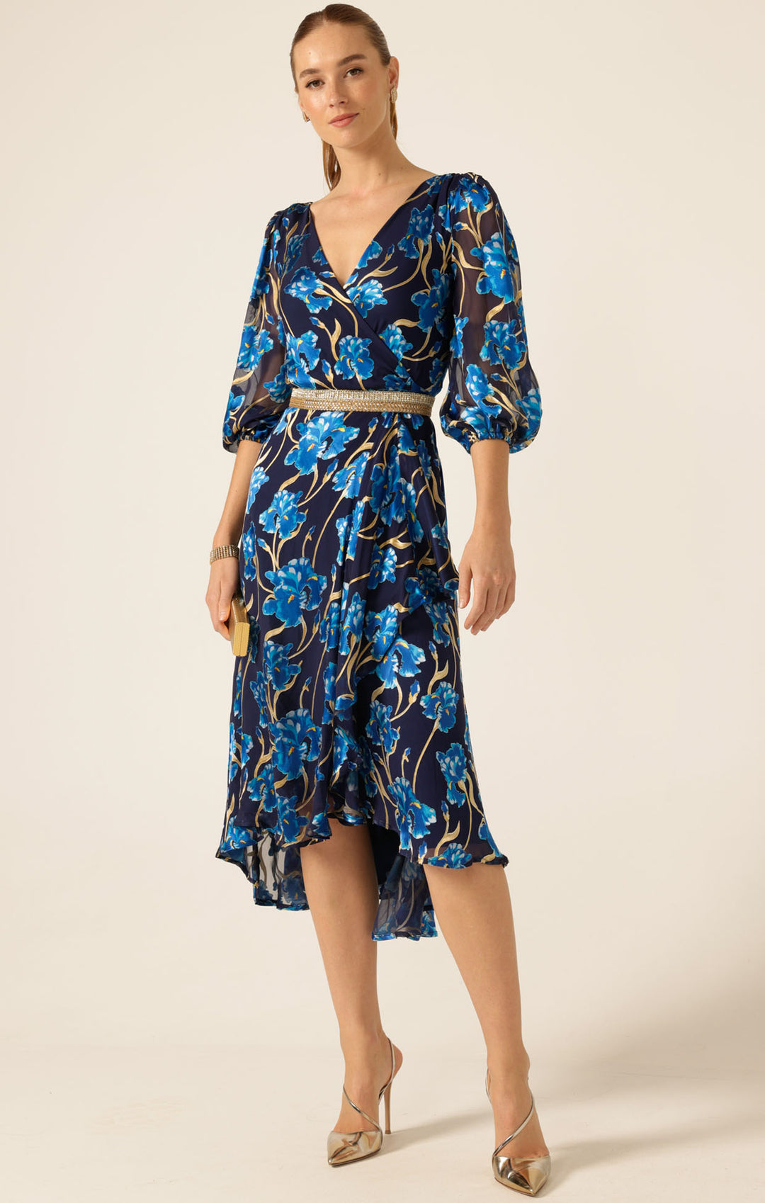 Linnee Wrap Midi Dress - Blue Iris