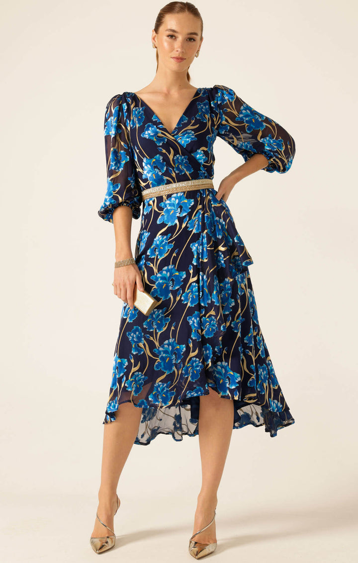 Linnee Wrap Midi Dress - Blue Iris