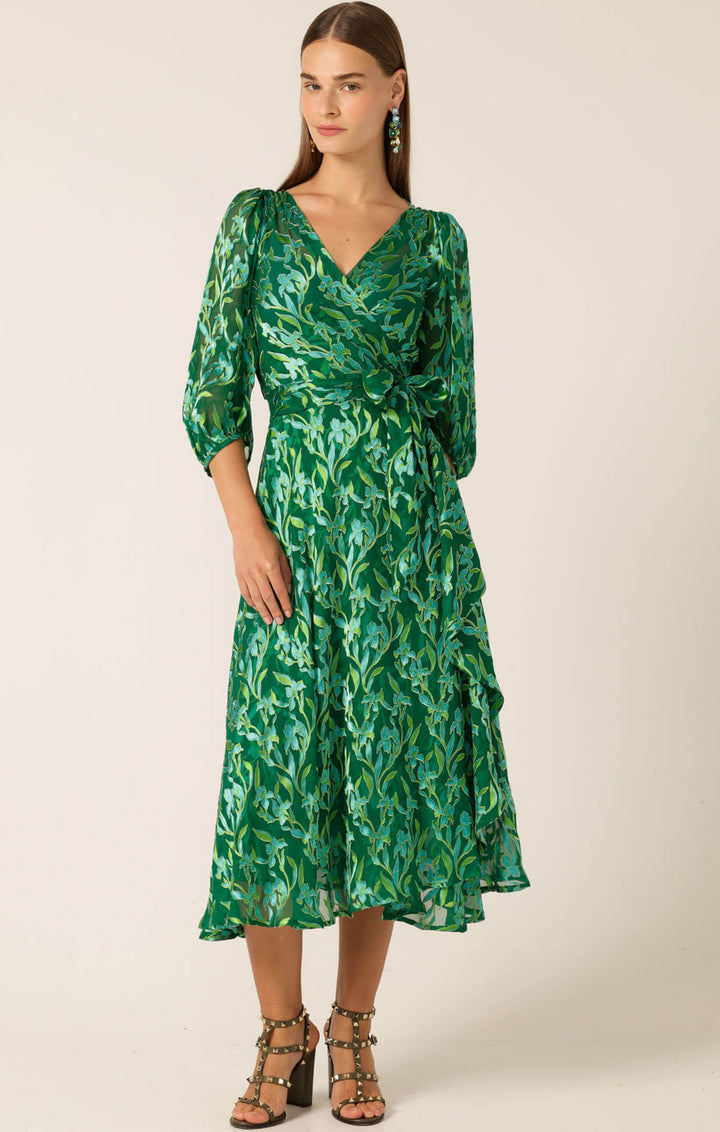 Orchid Wrap Dress - Green Botanical