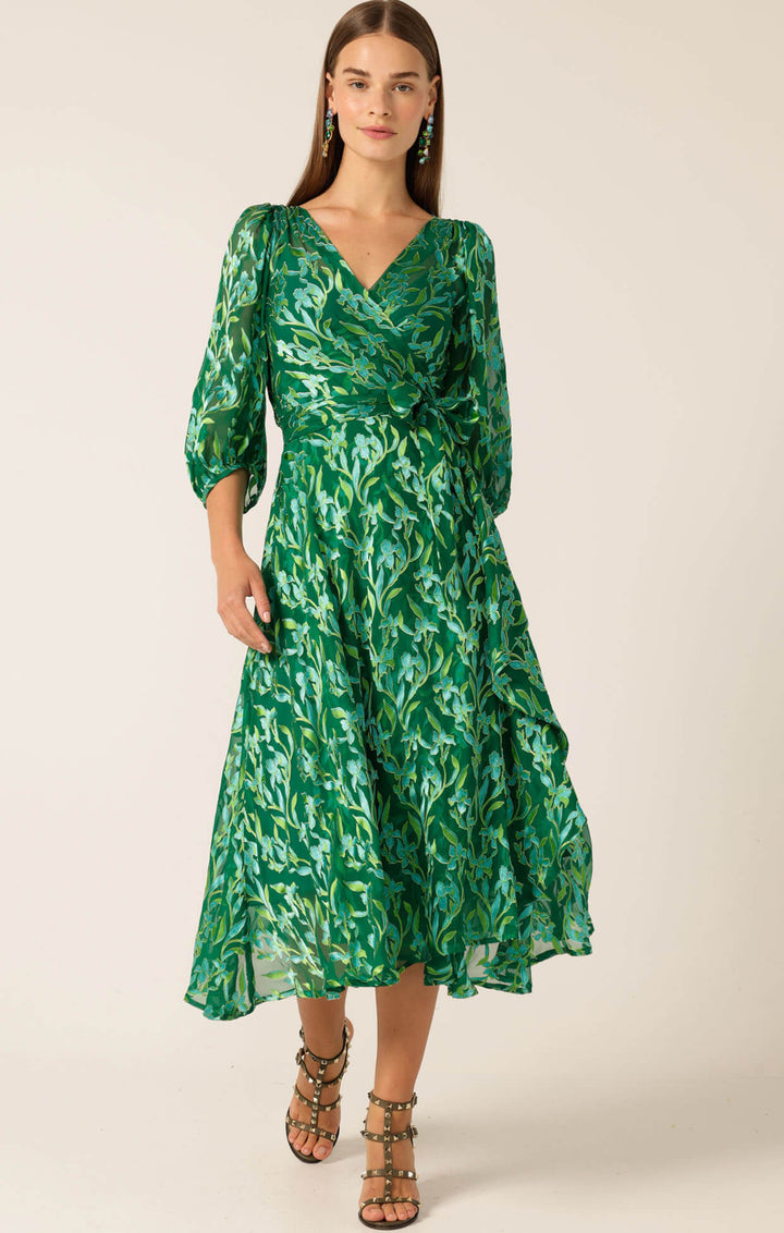 Orchid Wrap Dress - Green Botanical
