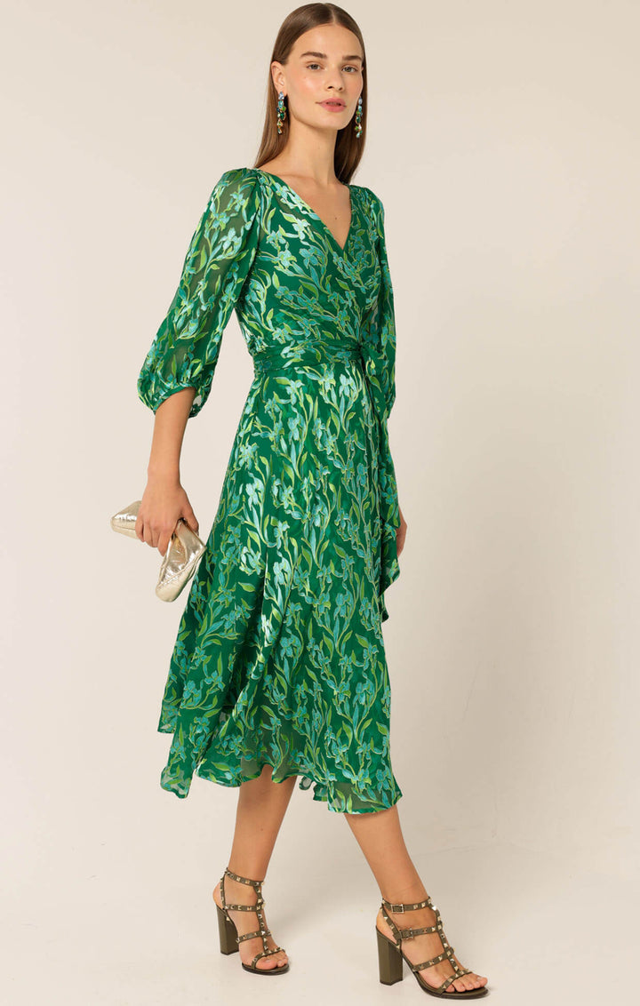 Orchid Wrap Dress - Green Botanical