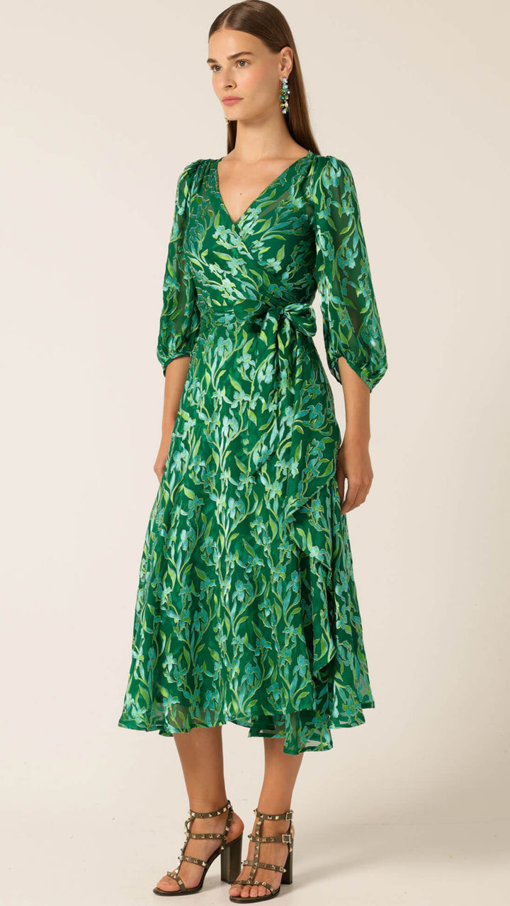 Orchid Wrap Dress - Green Botanical