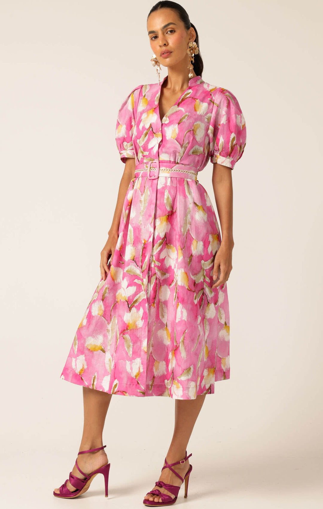 Posy Shirtmaker Dress - Pink Floral