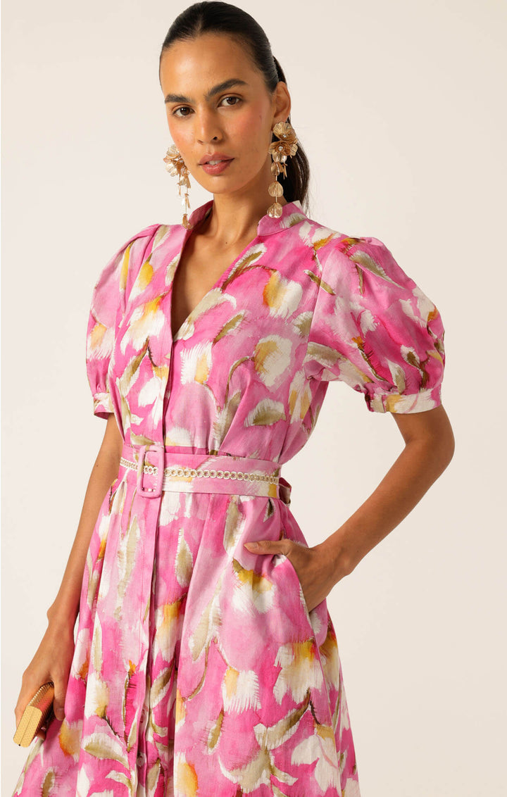 Posy Shirtmaker Dress - Pink Floral