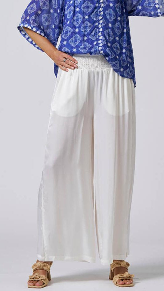 Selene Palazzo Pant - Silk White