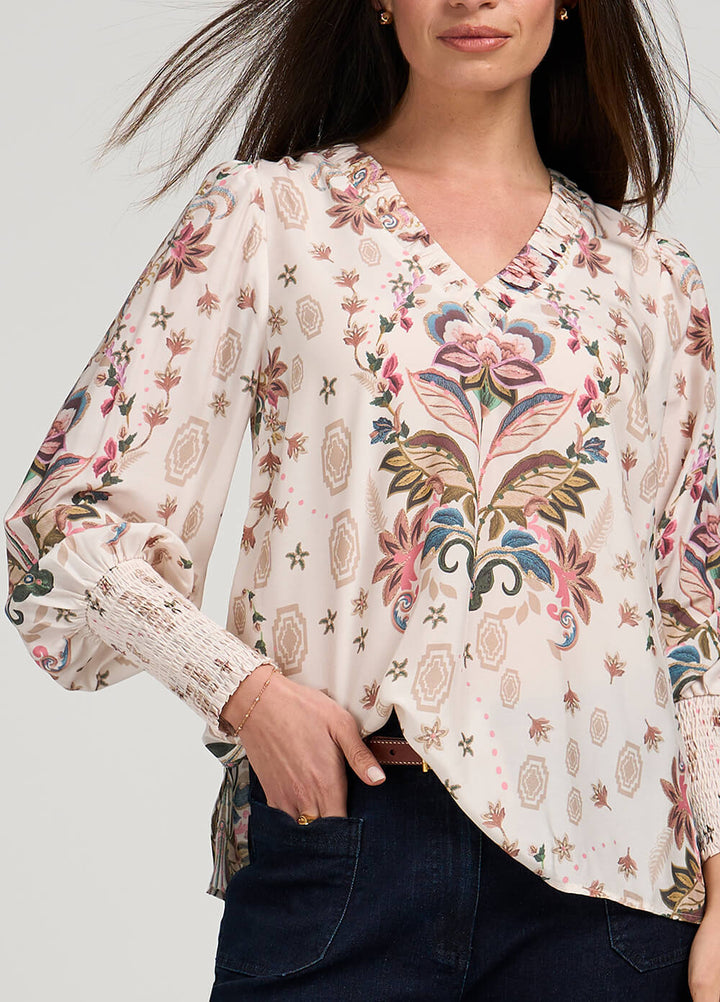 Antoinette Blouse - Bone Multi