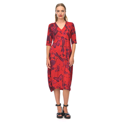 Dragonfly Vee Romance Dress - Red