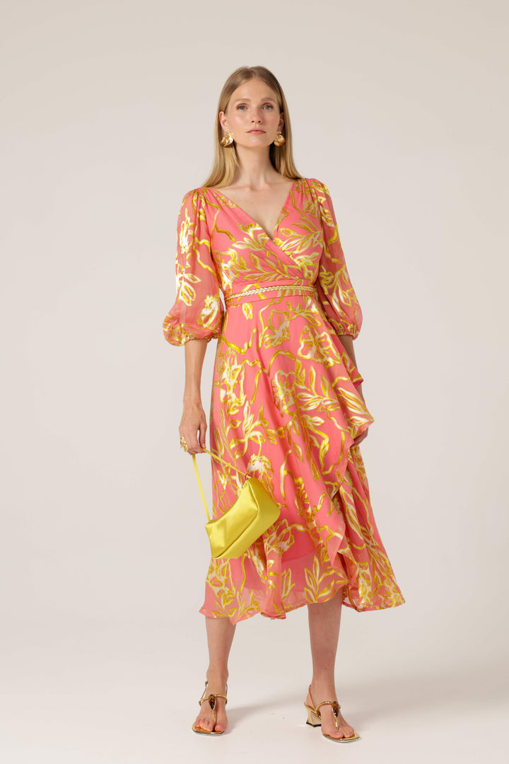 Peach Faced Wrap Dress