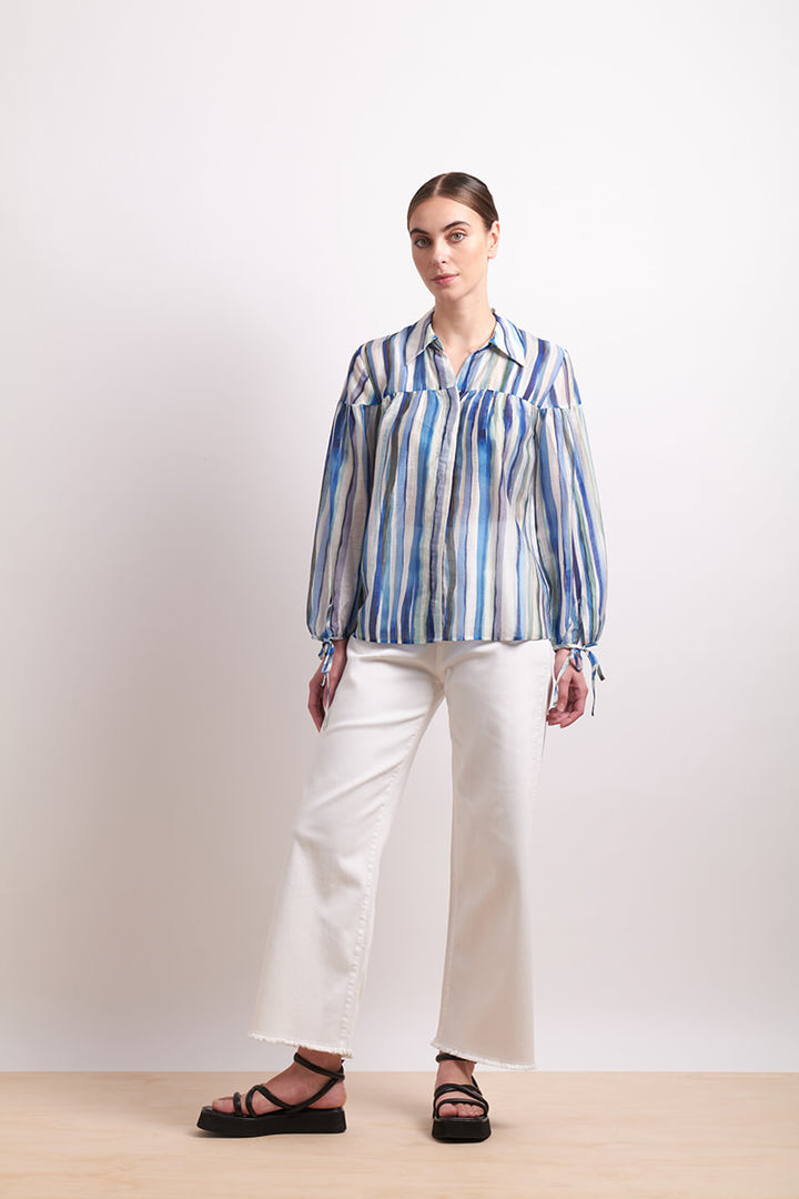 Draw The Line Shirt - Azure Stripe