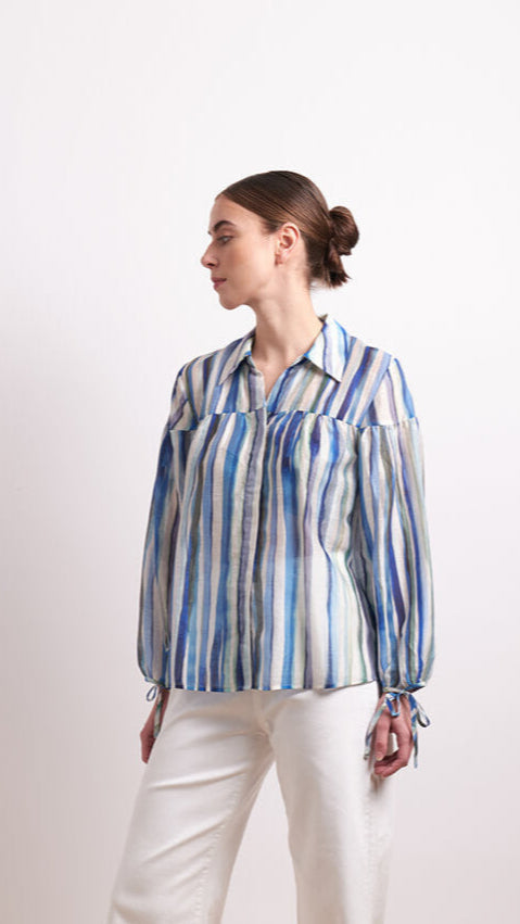 Draw The Line Shirt - Azure Stripe