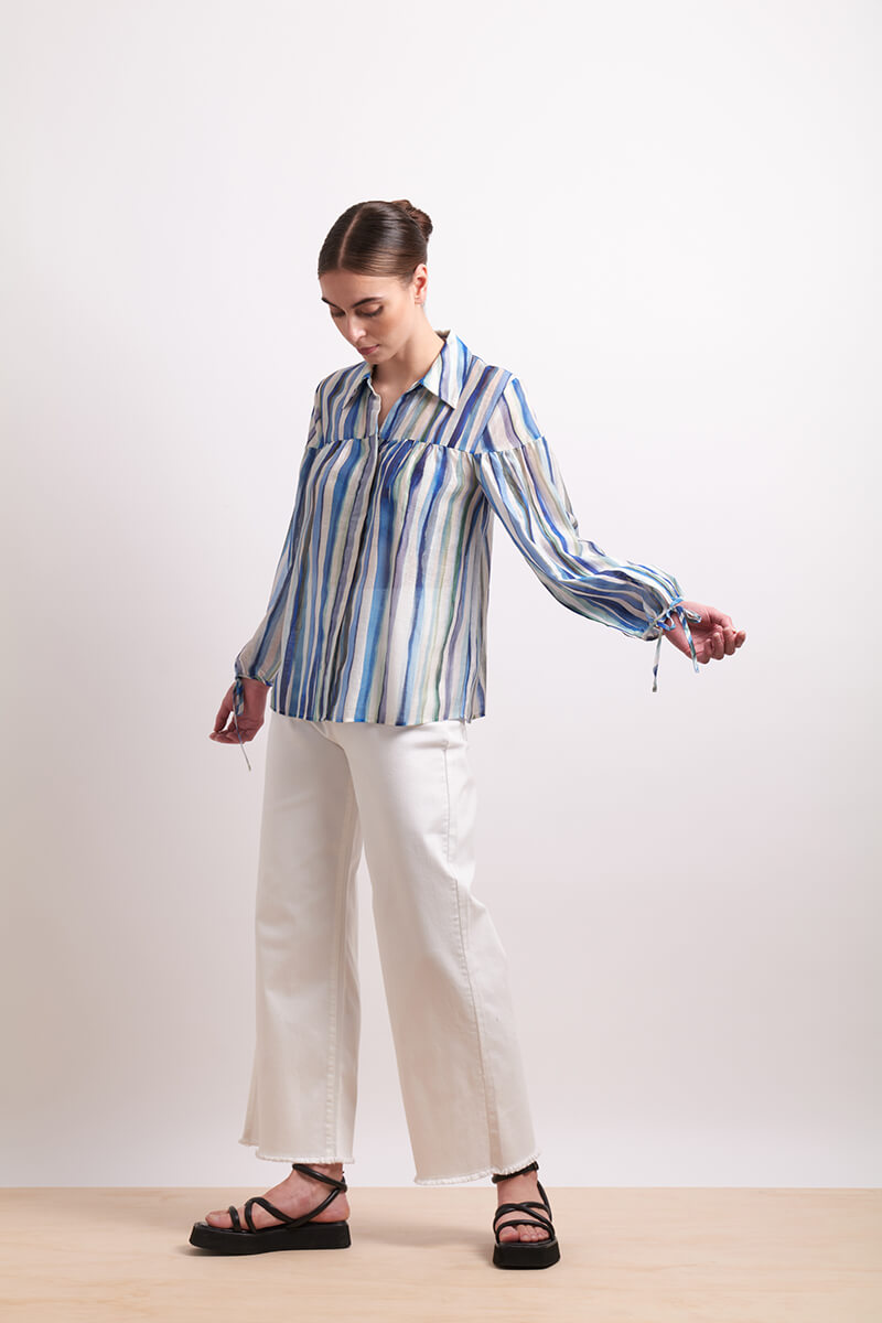 Draw The Line Shirt - Azure Stripe