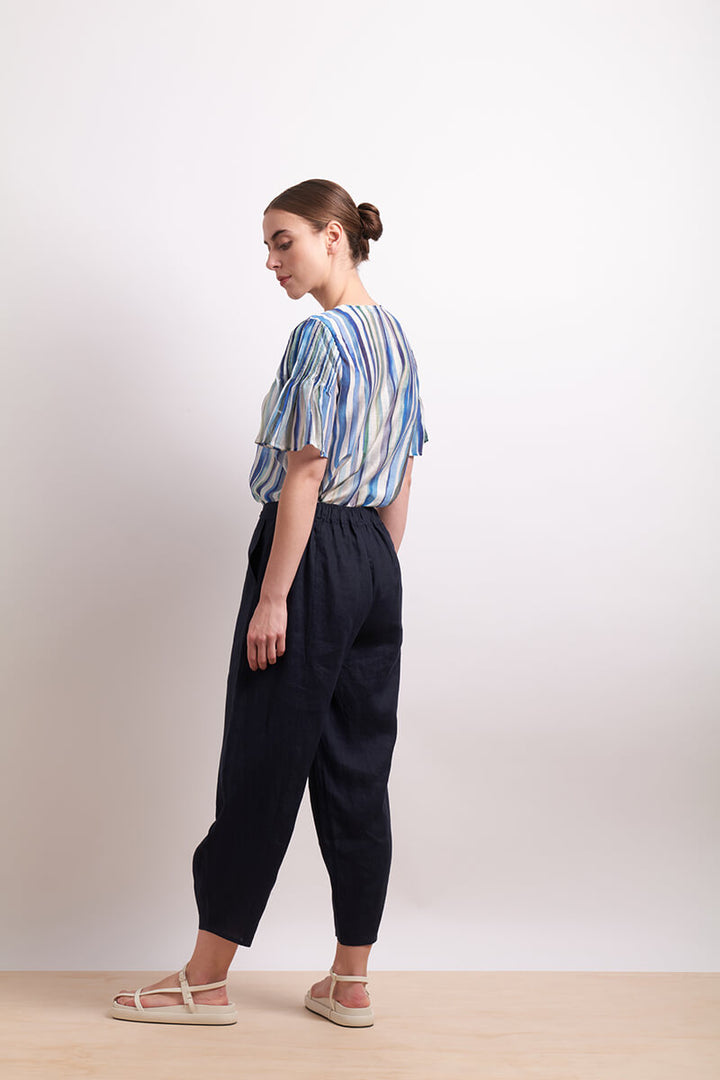 Draw The Line Blouse - Azure Stripe