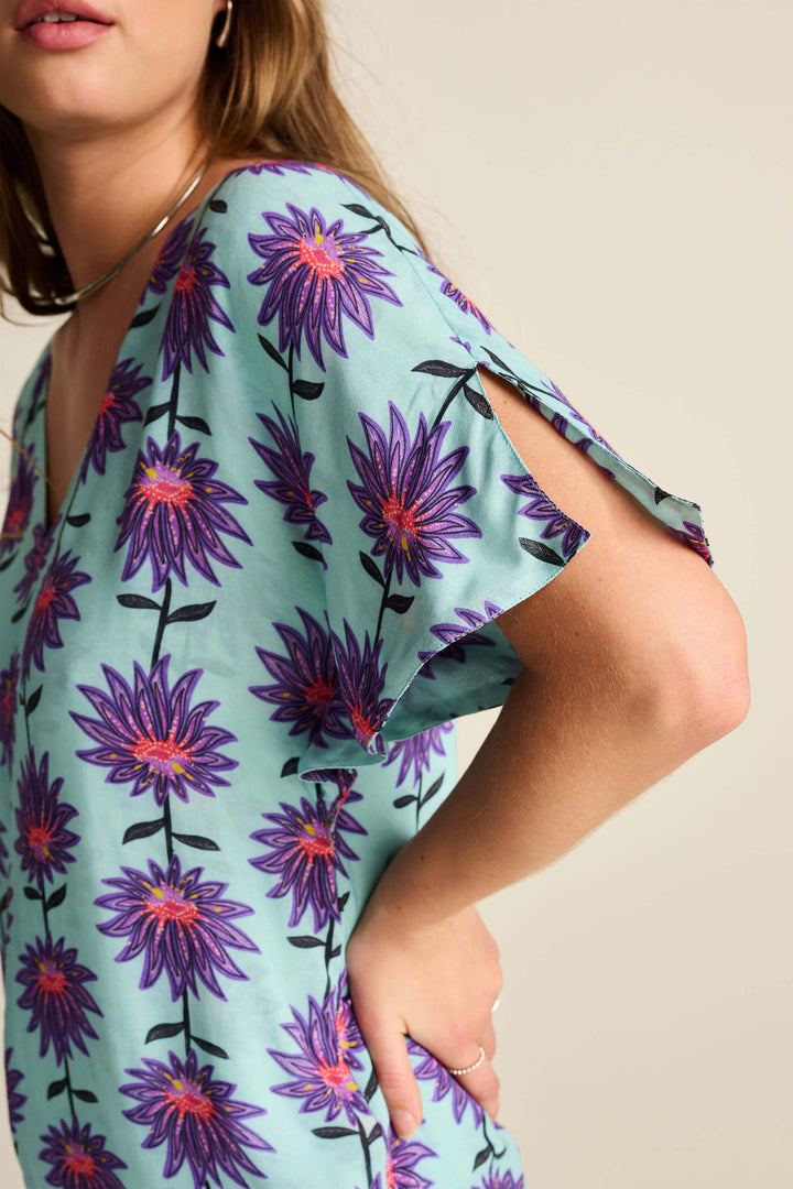 Georgie Aqua Flower Top