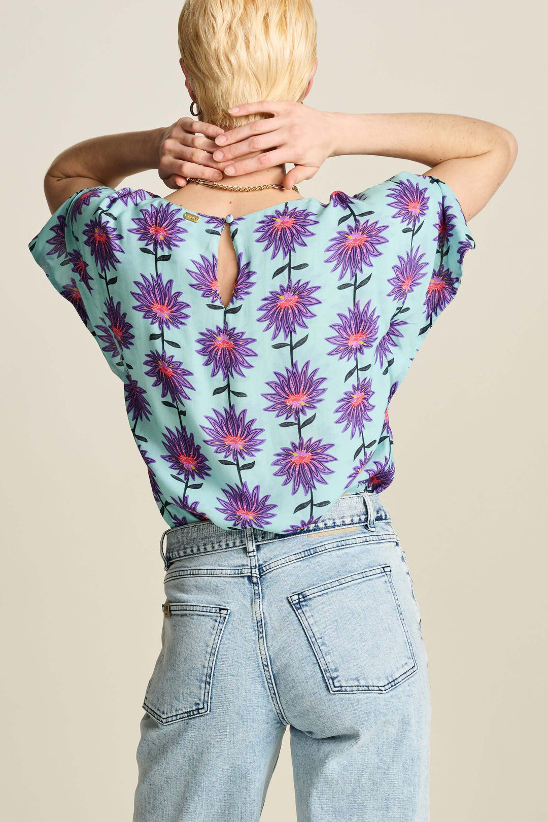 Georgie Aqua Flower Top