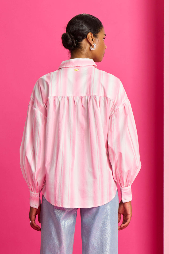 Pink Stripe Sequin Flower Shirt