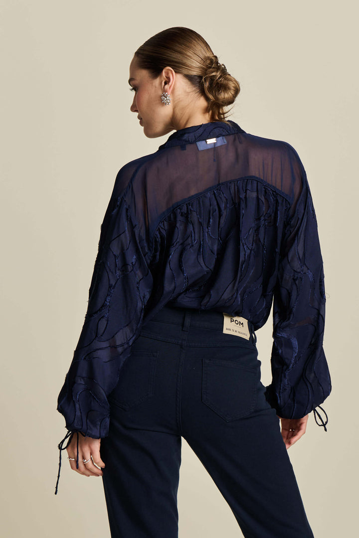 Jacquard Midnight Blue Blouse