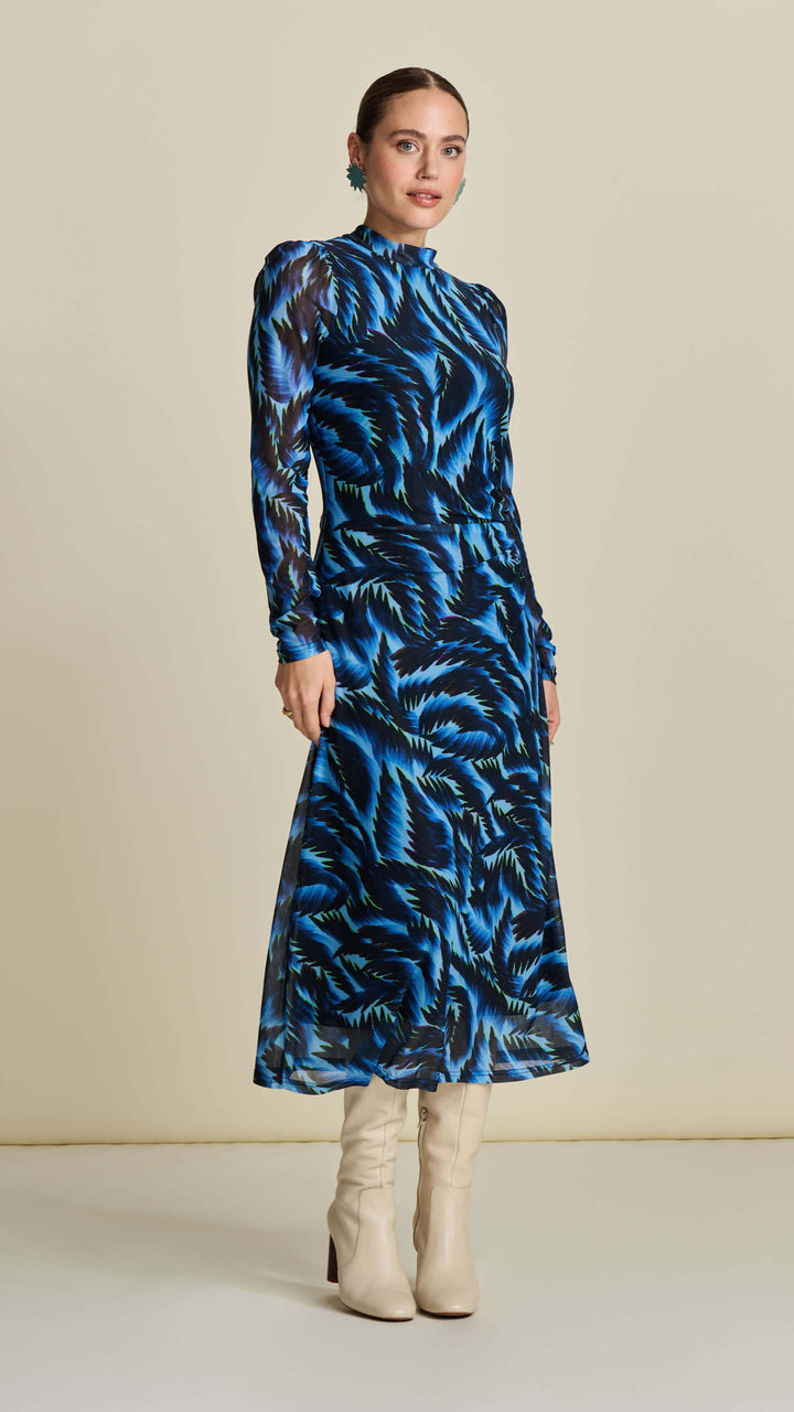 Feathers Blue mesh Dress