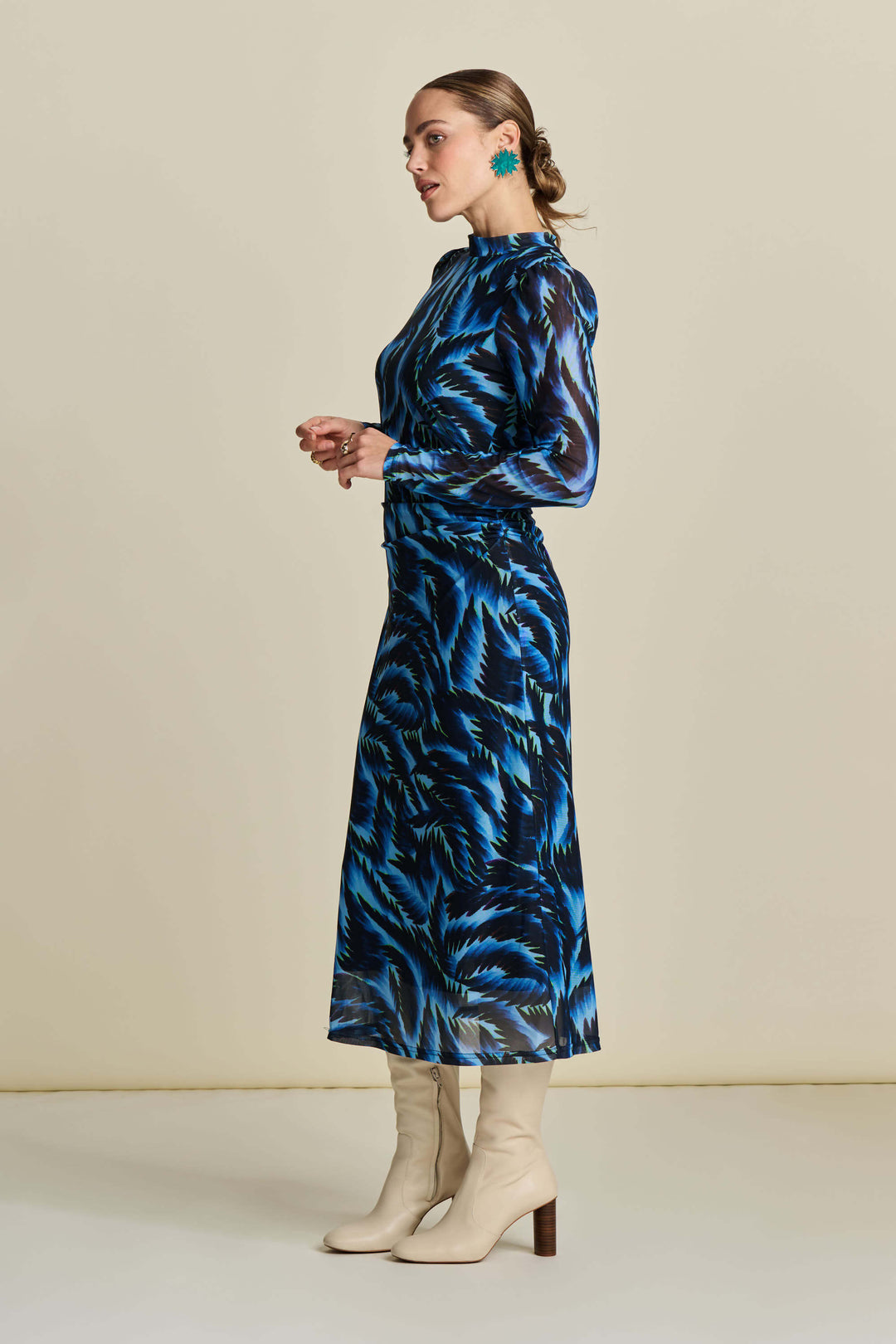 Feathers Blue mesh Dress