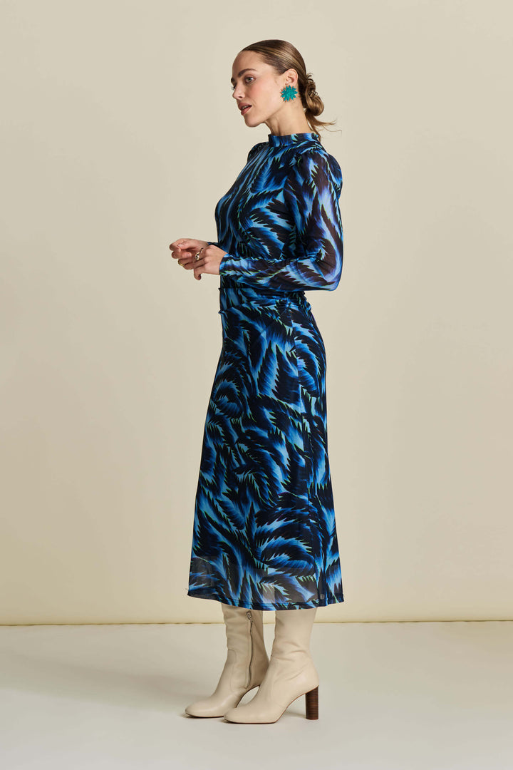 Feathers Blue mesh Dress
