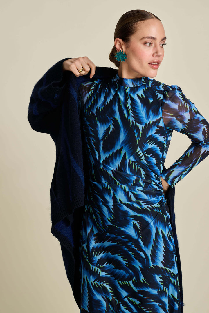Feathers Blue mesh Dress