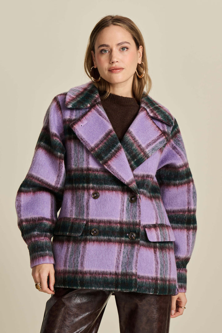 Checks Lavender Over-sized Coat